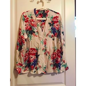 Zara Basic Multicolor Floral Top, Sz L.
